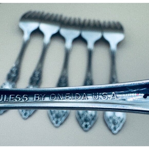 6 Oneida OCO WORDSWORTH Salad Forks USA Glossy Stainless Steel Flatware - Picture 6 of 8